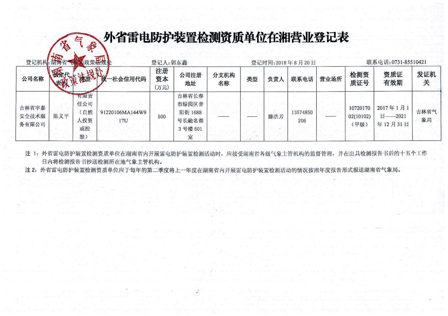 宇泰湖南备案证